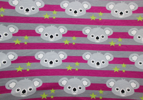 Stretch- Jersey Koala beere/grau  (10 cm)